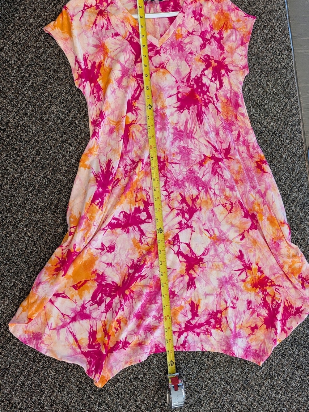 Funsport Pink & Orange Tie-Dye V-Neck Dress - Picture 6 of 6